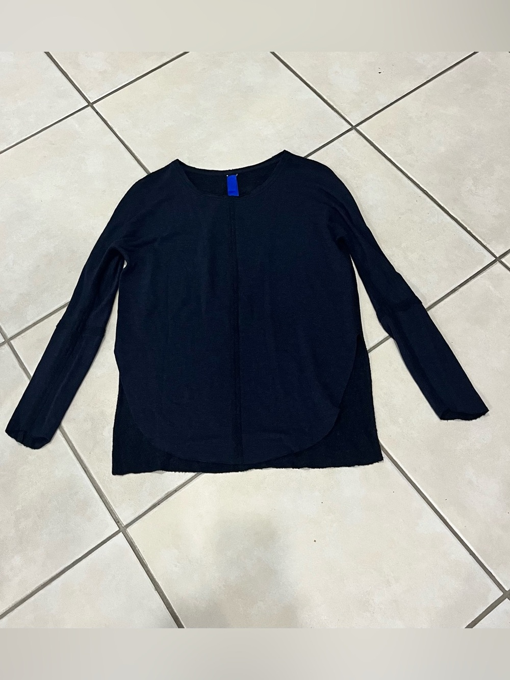 Kit and Ace technical knit Long Sleeve Top Cashmere Blend Navy Size 4